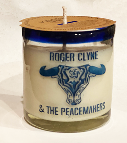 Candle in Bullhead and Band Name Rocks Glass